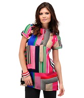 Yepme Clary Multicolour Geometrical Printed Tunic Top
