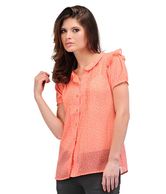 Yepme Mia Peach Polka Sheer Top