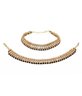 Adhira Attractive Black Beaded Anklet Pair