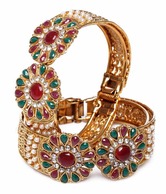 Adhira Traditional Multi-colour Stone Studded Kada Pair