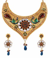 Adhira Attractive Mayur Design Golden Plated Necklace Set