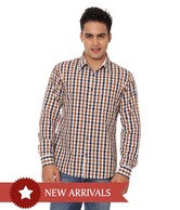 United Colors of Benetton White-Brown-Black Casual Shirt