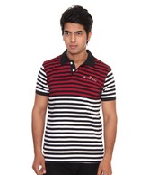 Raves Maroon, Black & White Polo T-Shirt