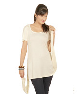 Sepia Peppy Cream Viscose Long Top