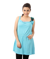 Sepia Stunning Aqua Blue Tunic Top