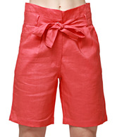 Sportelle Red Linen Long Shorts