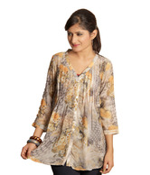 Sepia Appealing Mustard-Orange Printed Tunic Top
