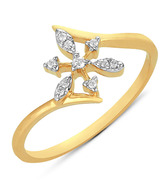Asmi Diamond Studded Floral Gold Ring