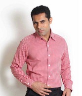 Globus Red Checkered Formal Shirt