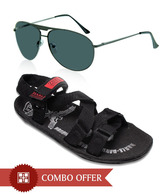 Zion Trendy Black Floaters & Sunglasses Combo