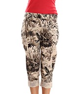 Sportelle Cream-Black Cotton Lycra Capris
