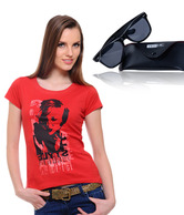 Yepme Red T-Shirt  & Sunglasses Combo