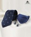 Alvaro Blue Checkered Necktie, Cufflinks & Handkerchief Gift Set