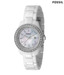 Fossil White Strap Crystal Embedded Watch