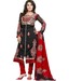 Khazana Beautiful Black-Red Embroidered Unstitched Suit