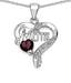Johareez Garnet & White Topaz Dual Hearts Silver Pendant