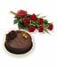 6 Red Roses Bouquet with 1/2 Kg Chocolate Cake