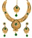 Sia Teardrop Golden & Green Necklace Set With Maang Tika