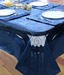 Dekor World Navy Blue Table Cover & Place Mats- 5 Pcs