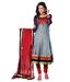 Prafful Red-Grey Embroidered Unstitched Suit With Dupatta