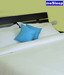 Mesleep White Bed Sheet With Blue Cushion Covers