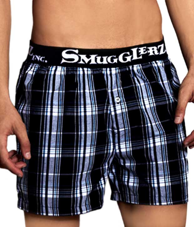 Smugglerz Black Check Boxers