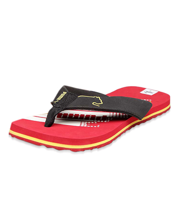 Puma Snug Black & Red Slippers
