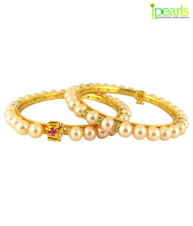 Jpearls Ethereal Pearls & CZ Bangle Pair
