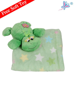 Keona Kidz Green Baby Blanket & Frog Toy Set
