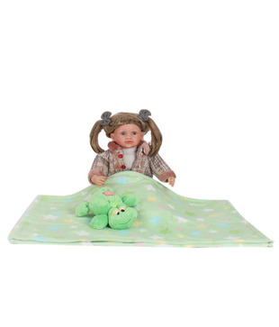 Keona Kidz Green Baby Blanket & Frog Toy Set