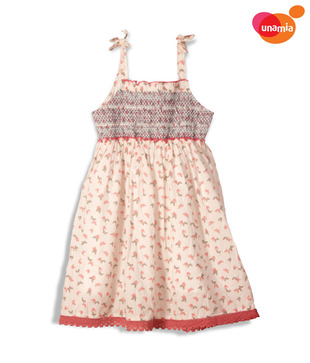 Unamia Cute Cream & Peach Dress For Kids