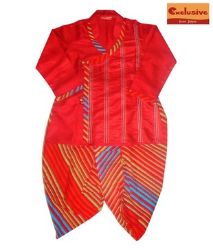 Exclusive From Jaipur Red Dhoti Kurta For Kids