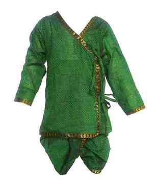 Kilkari Elegant Green Angrakha Dhoti For Kids