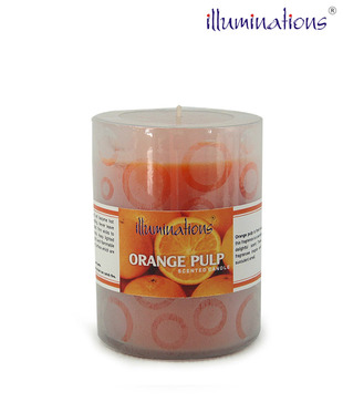 Illuminations Orange Glass Candle
