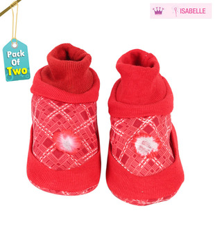Isabelle Vibrant Red Infant Booties Pack of 2 For Kids