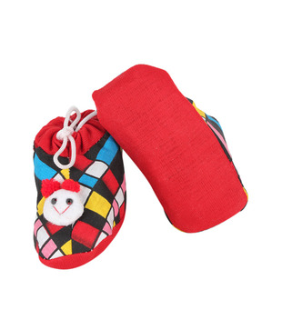 Isabelle Cute Red Infant Booties Pack of 2 For Kids