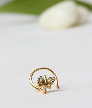 AG 3 Stone Fancy Nose Ring
