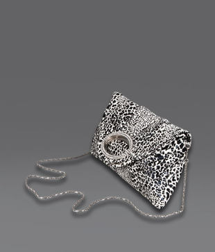 Designer Silver SPARKLY ANIMAL PRINT CLUTCH - BG0953 SLV - B2