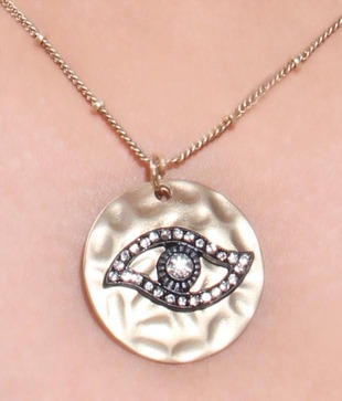 Bansri Golden Evil Eye Disc Necklace