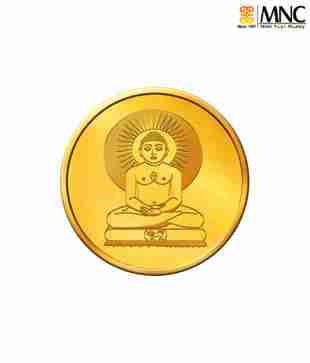 MNC 5 Gm 24kt Hallmarked Holy Lord Mahaveera Gold Coin With 999 Fineness