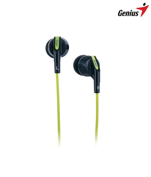 GENIUS-Ghp-220X,Black-Green- Noise Isolating Earphones