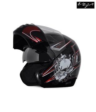 Vega Helmet - Boolean Graphic -  Black Base with Red Graphics