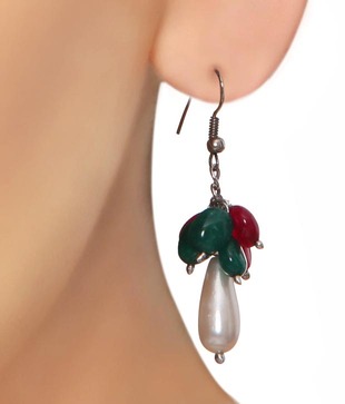 Isabella  Ruby Red & Emerald Green Agate Beads Necklace