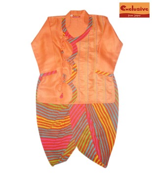Exclusive from Jaipur Orange & Yellow Dhoti Kurta For Kids For Kids