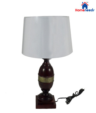 Home Needs Ethnic White Wooden Lamp
