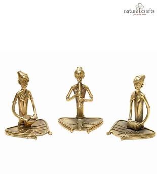 Nature Crafts Three Dhokra Lady Musicians