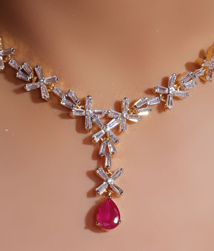 NJE Gorgeous American Diamond Necklace Set