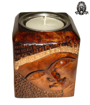 Ratoomal's Wooden Gautam Buddha T-lite Holder