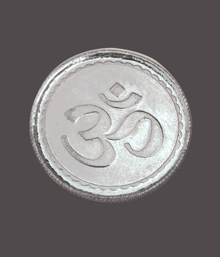 Silver Centrre Om Lakshmi Ganesha Silver Coin - SC 105