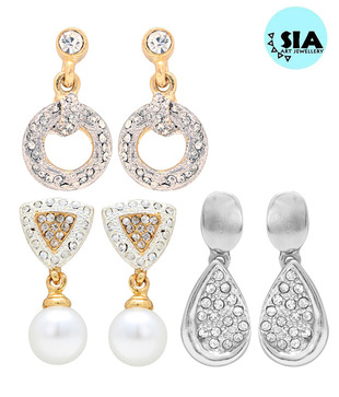 Sia Fashionable Set of 3 Pair Earrings